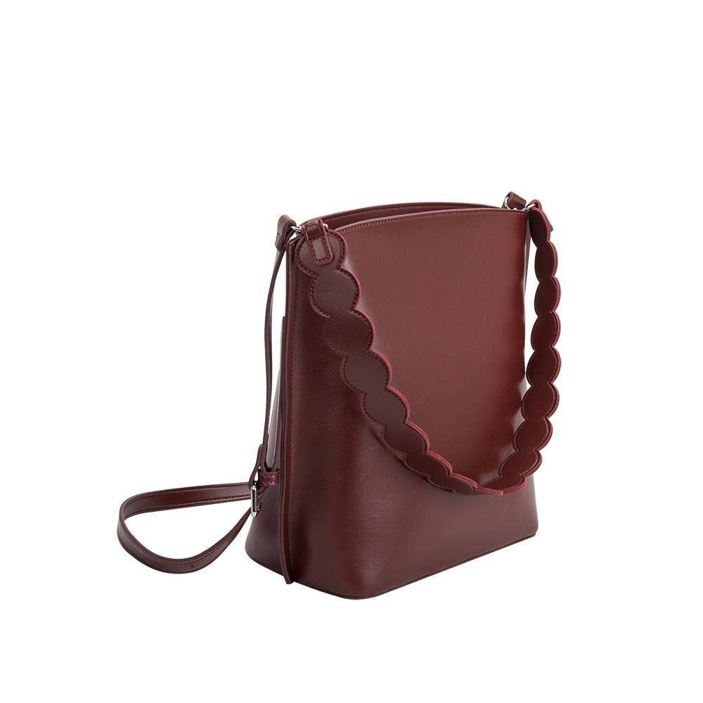 Cecilia Vegan Shoulder Bag in Burgundy