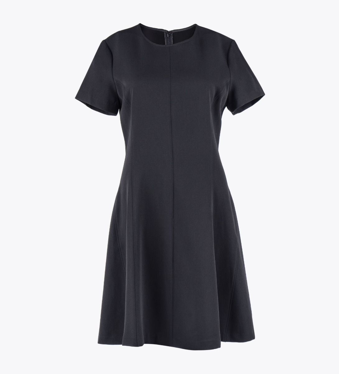 LEEZ Women Round Neck Short-Sleeve Flare Dress - Black