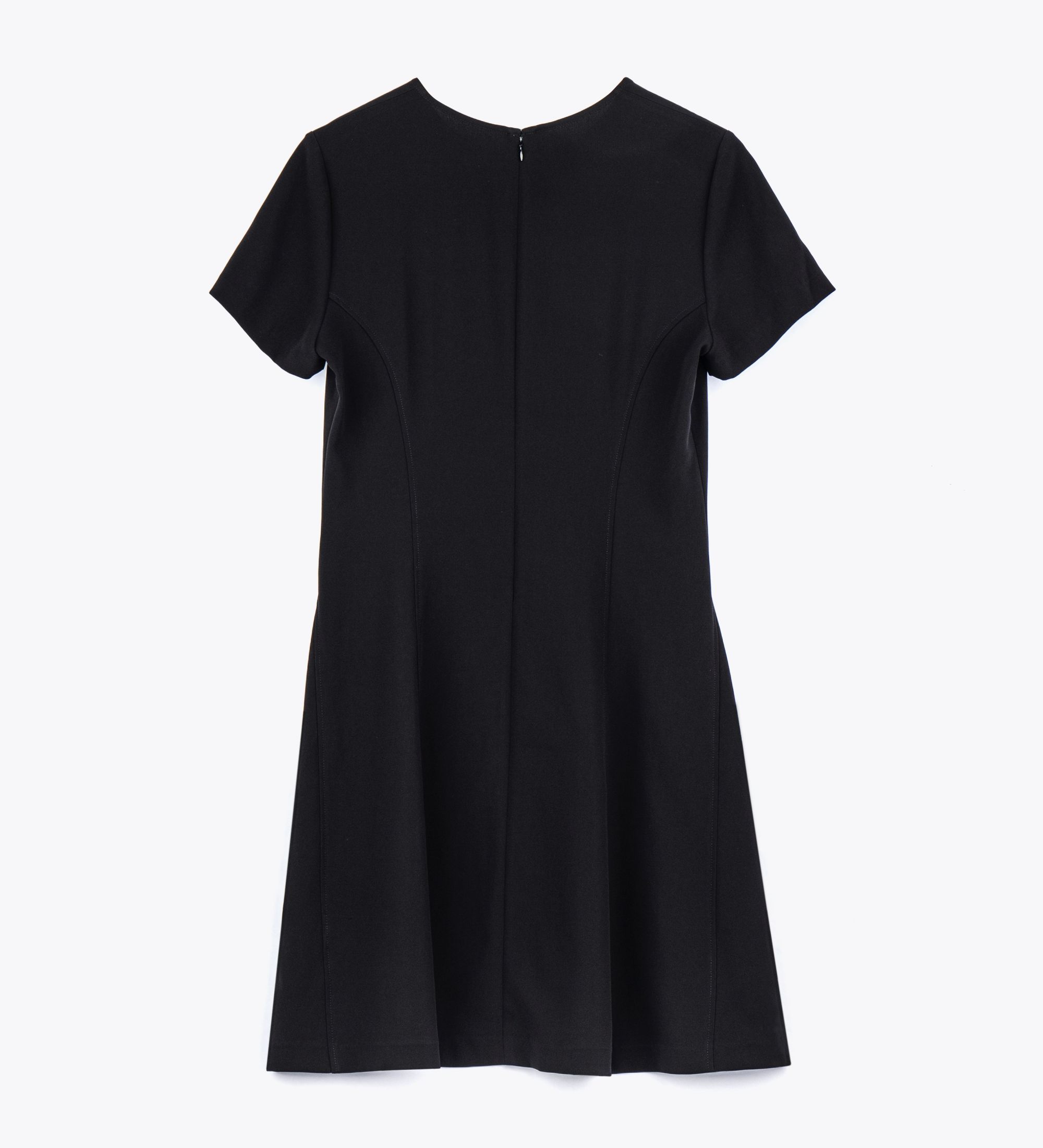 LEEZ Women Round Neck Short-Sleeve Flare Dress - Black