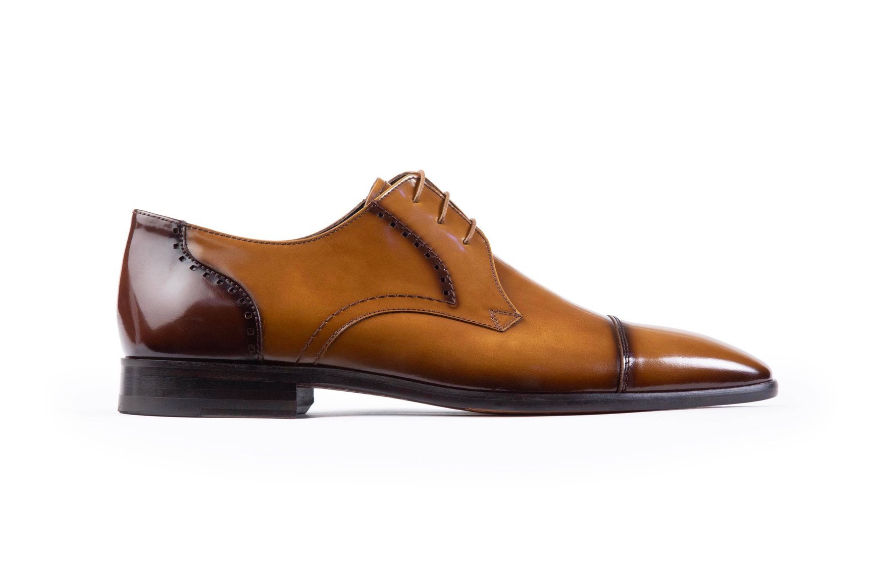 VellaPais Cap Toe Derby Camel&Dark Brown