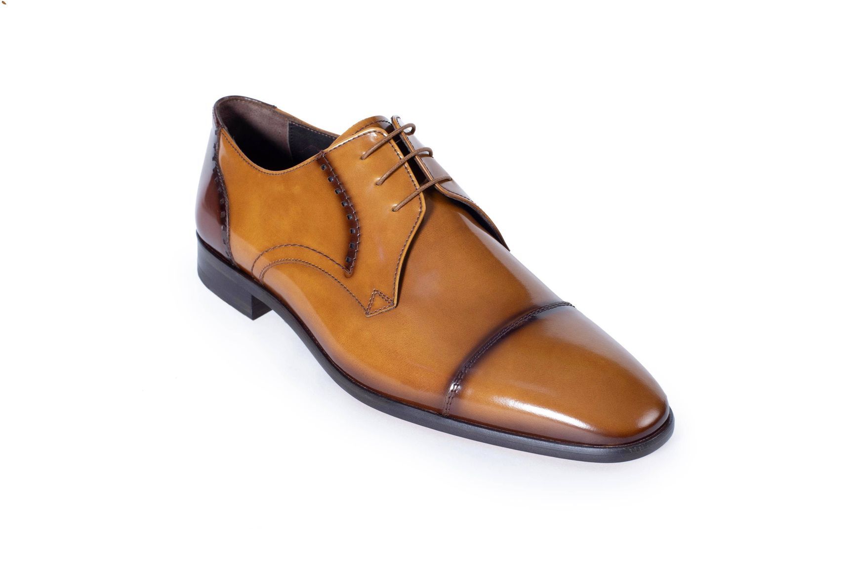 VellaPais Cap Toe Derby Camel&Dark Brown
