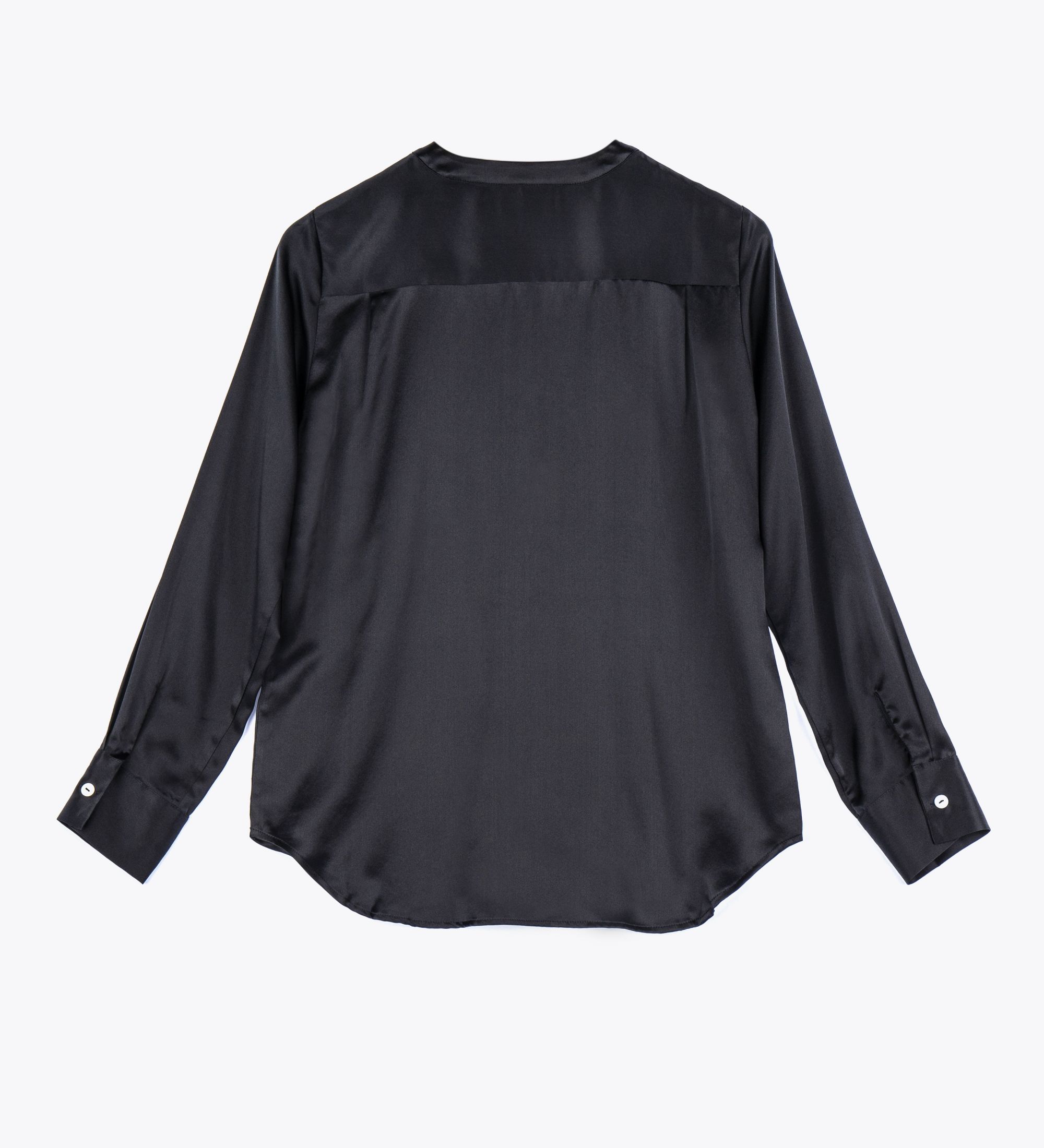 LEEZ Women Long Sleeve Mulberry Silk Blouse - Black