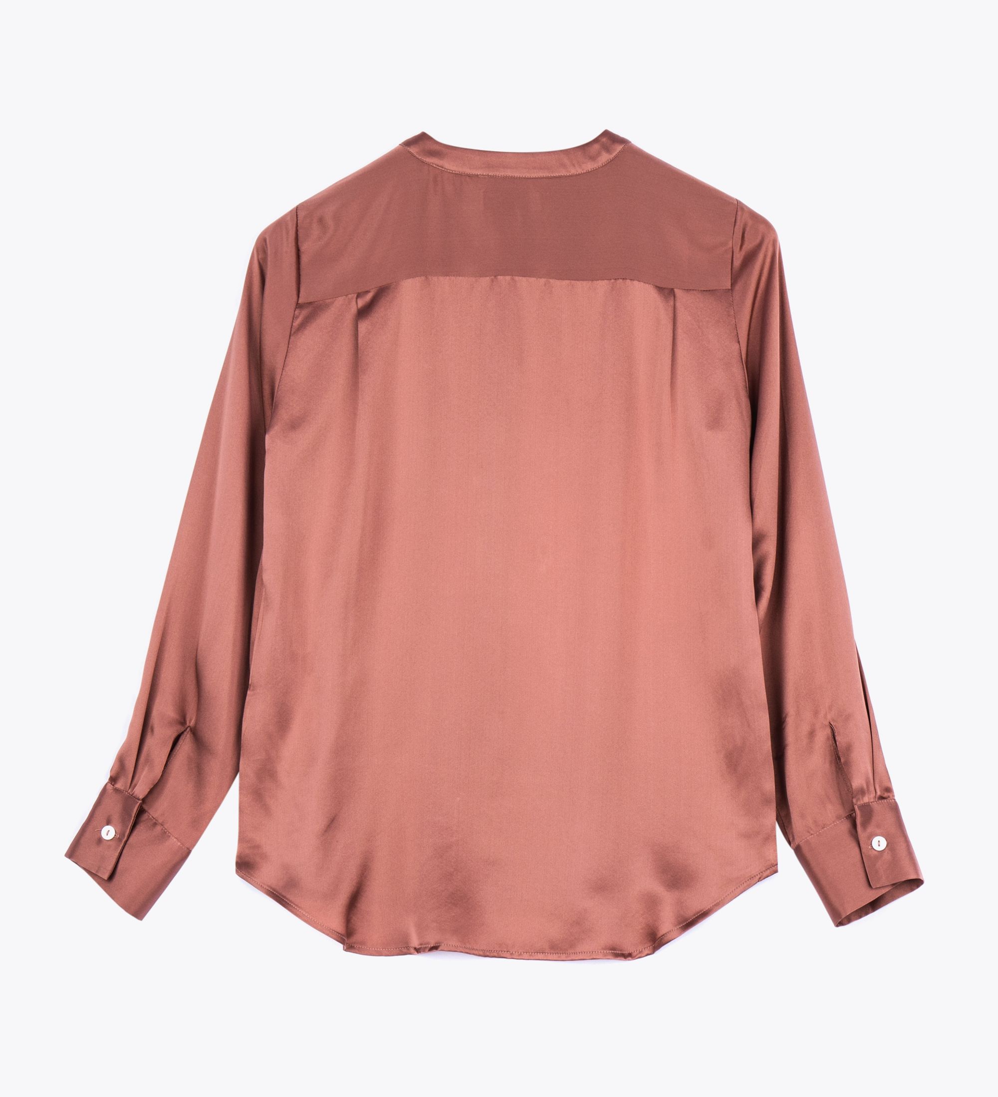 LEEZ Women Long Sleeve Mulberry Silk Blouse - Dusty Cedar