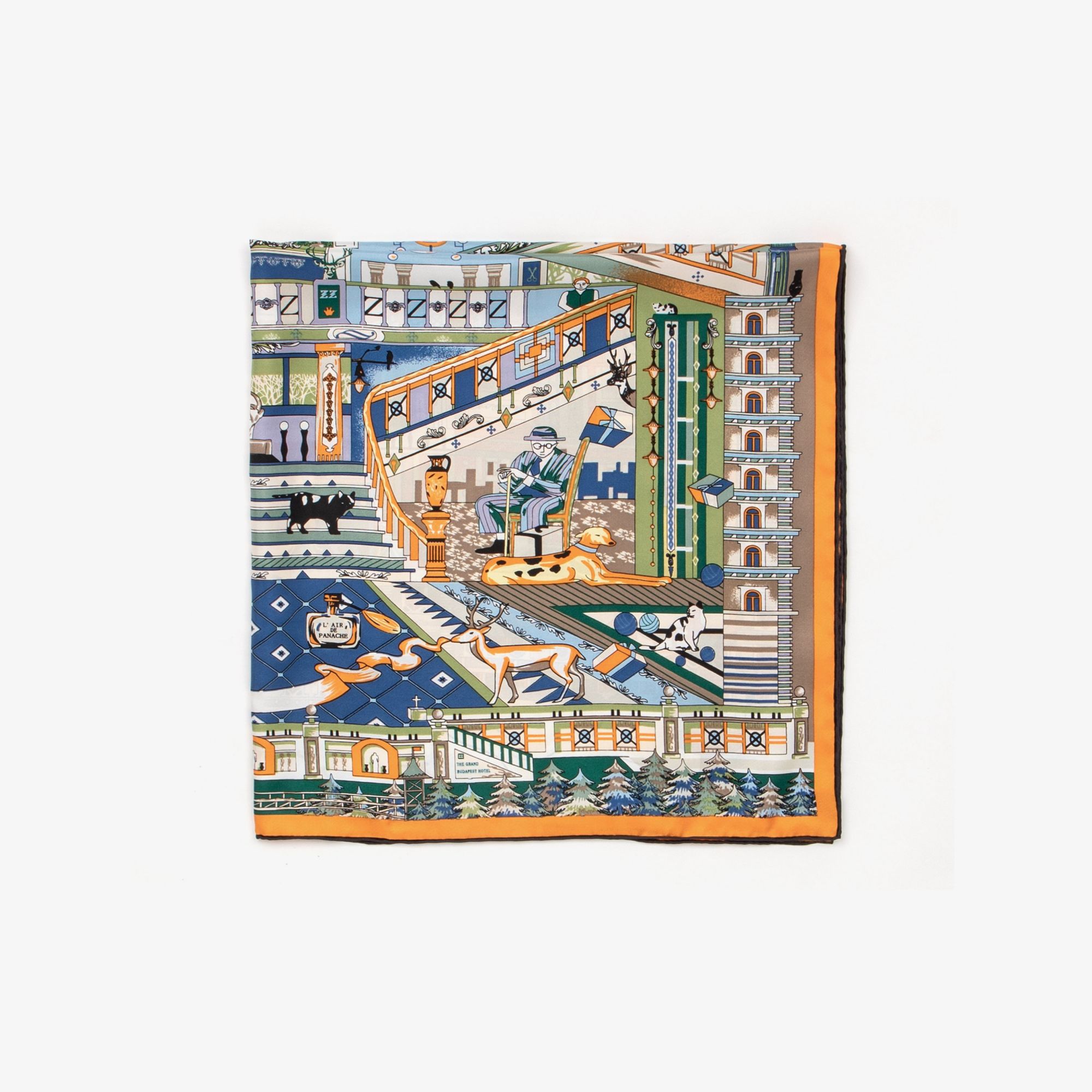 LEEZ La Palace Or Print Square Silk Scarf