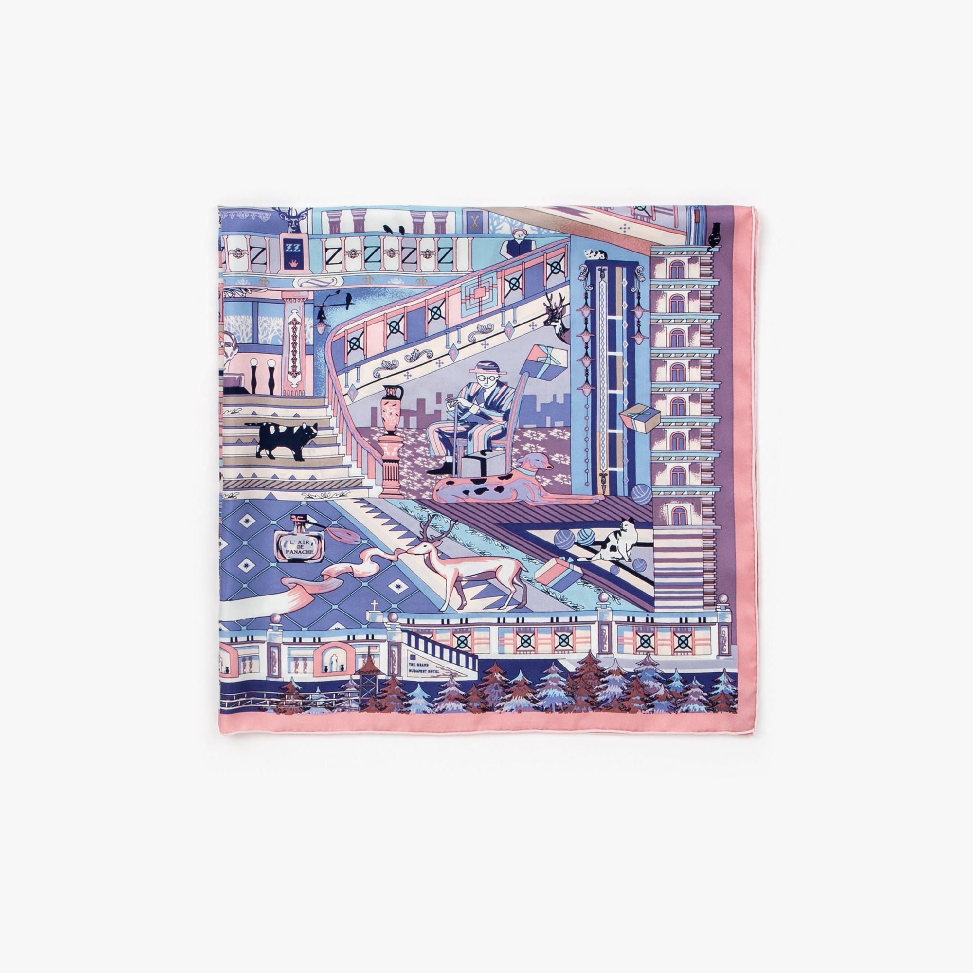 LEEZ La Palace Bleu Print Square Silk Scarf