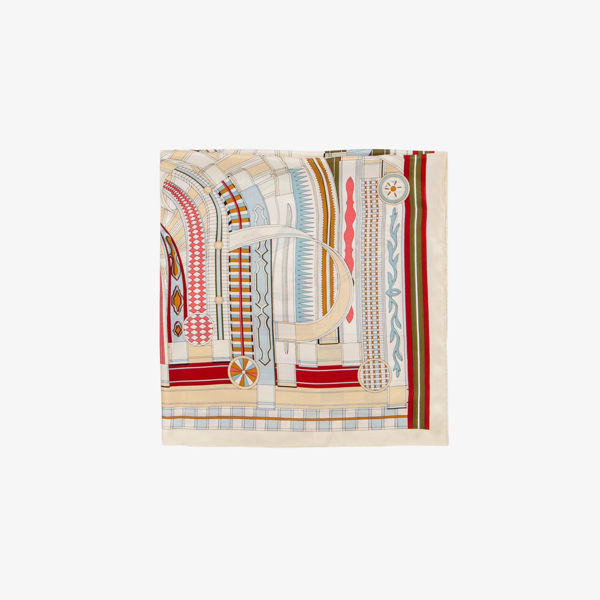 LEEZ La Ceinture Rouge Print Square Silk Scarf