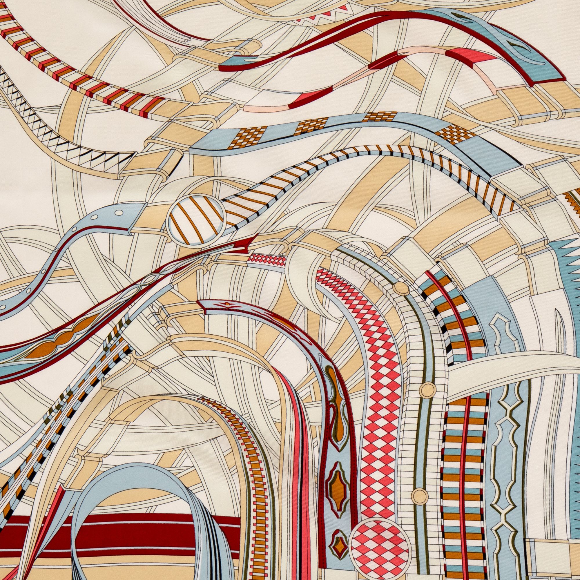 LEEZ La Ceinture Rouge Print Square Silk Scarf