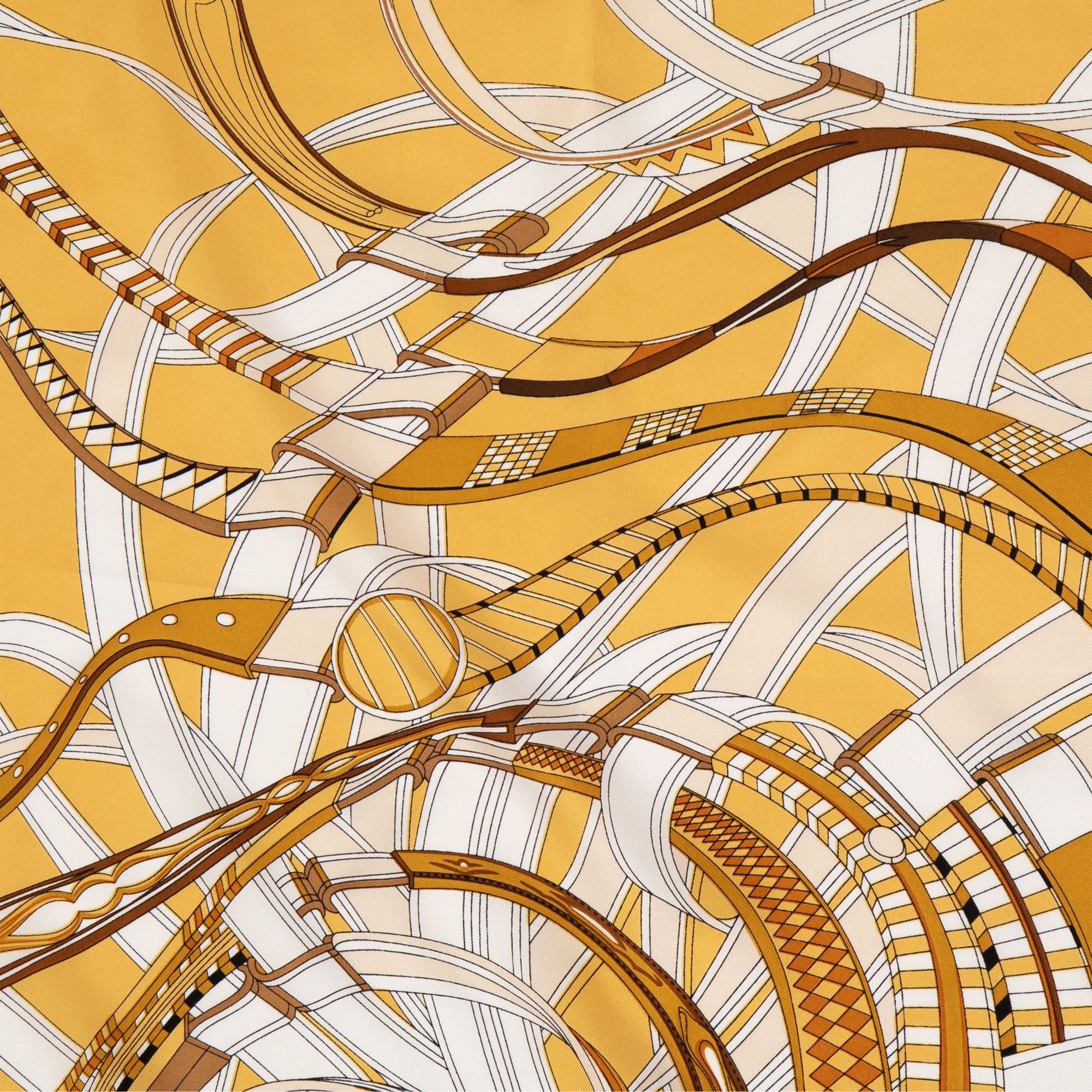 LEEZ La Ceinture D'or Print Square Silk Scarf