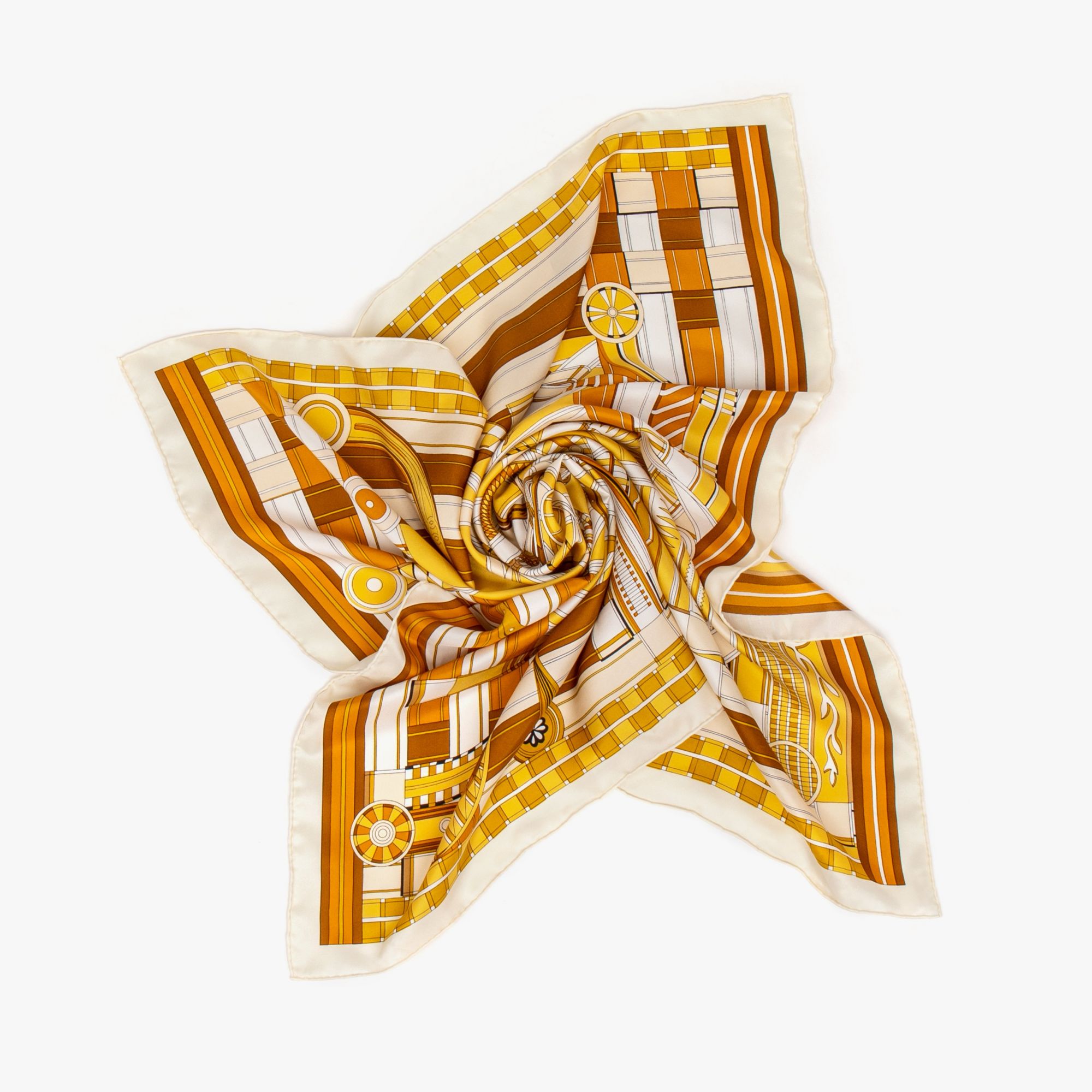 LEEZ La Ceinture D'or Print Square Silk Scarf