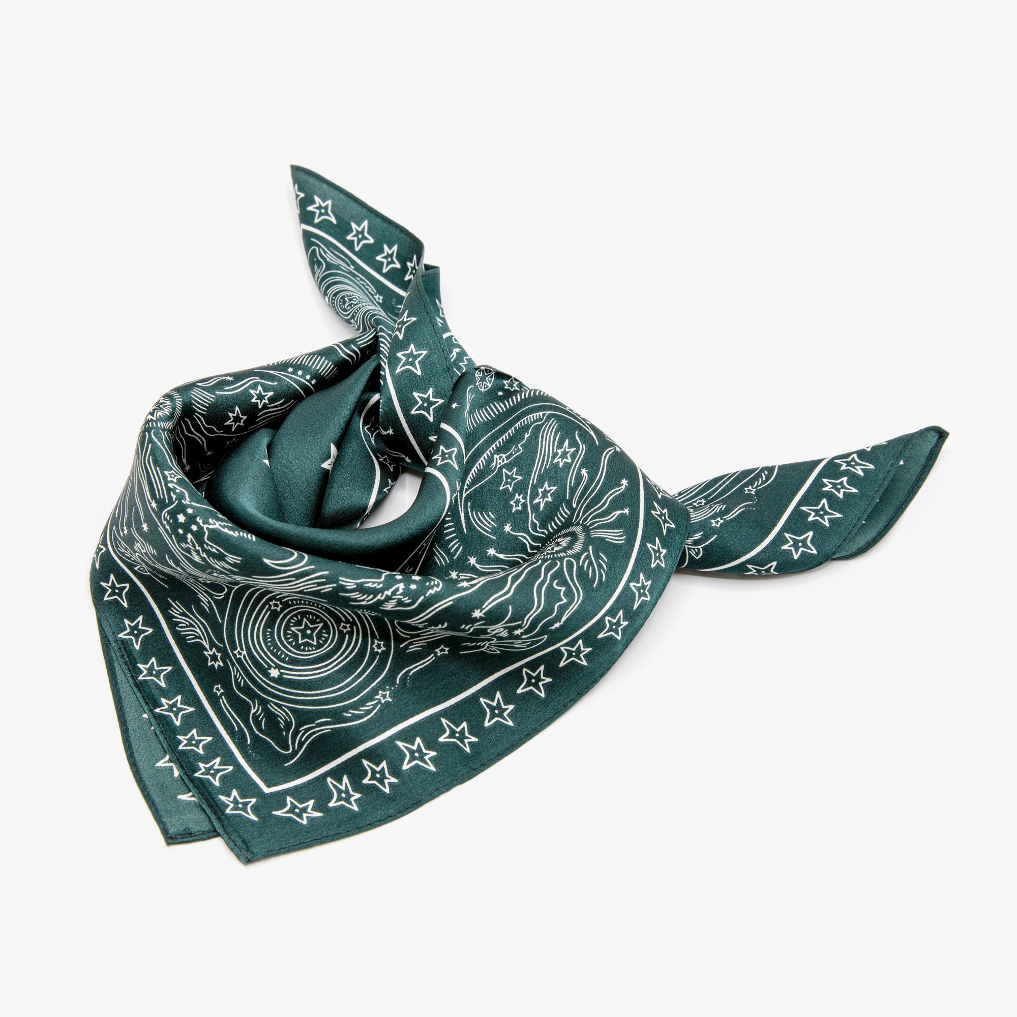 LEEZ Sun & Star Print Square Silk Scarf - Sacramento