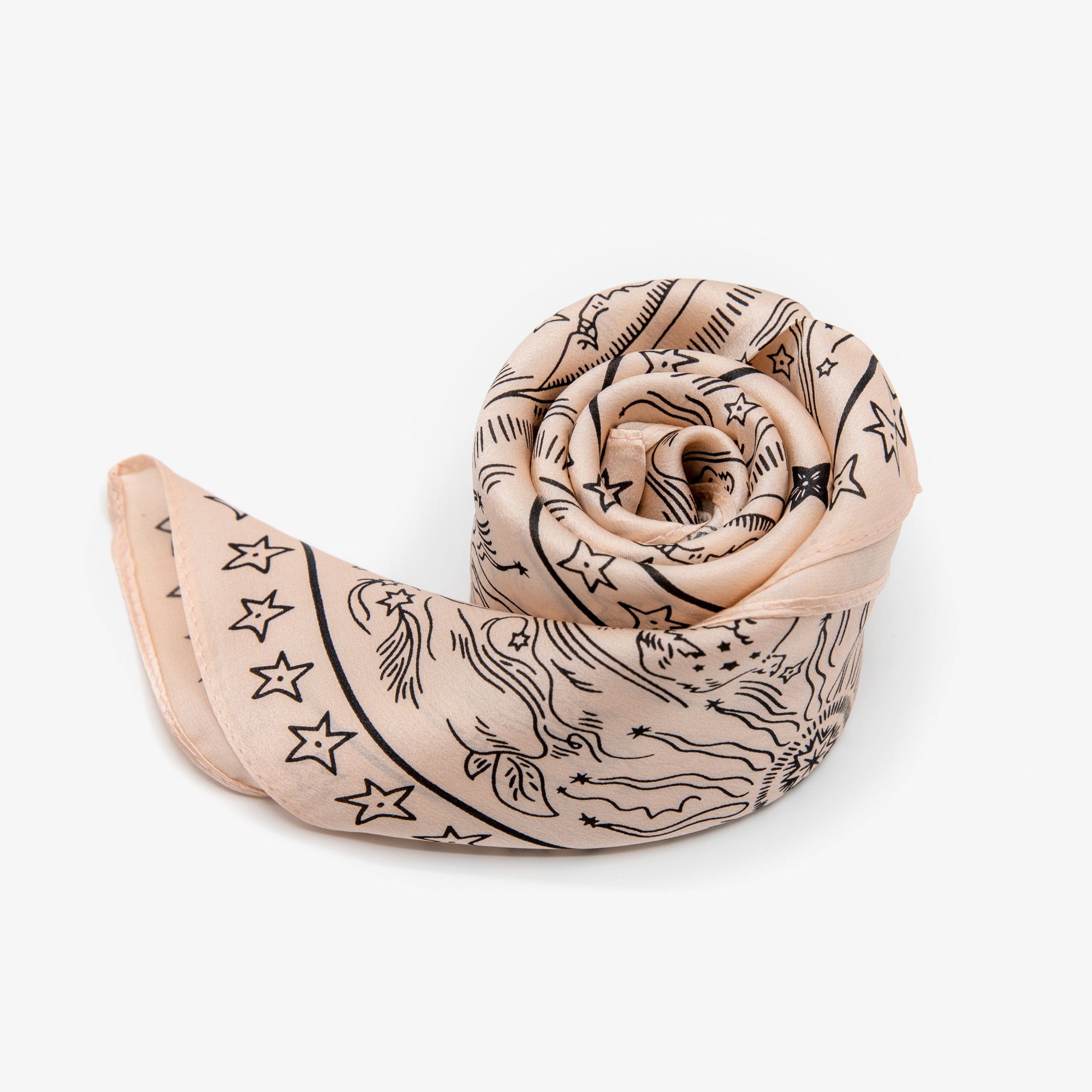 LEEZ Sun Themed Square Silk Scarf - Cantaloupe