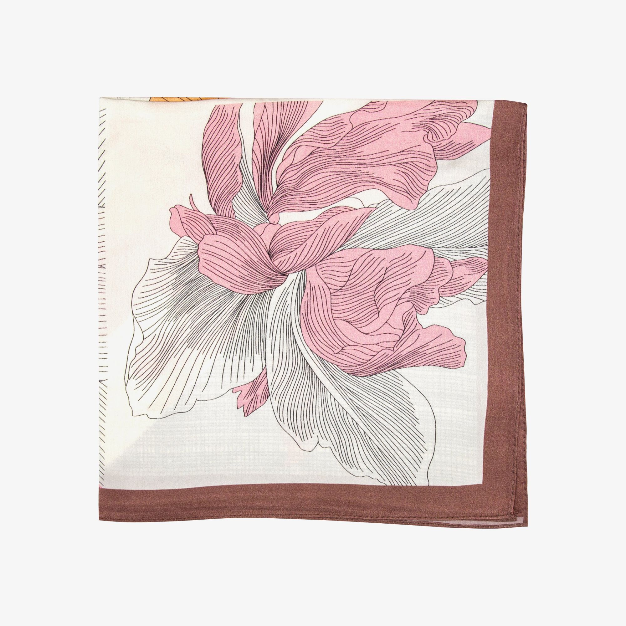 LEEZ Floral Drawing Square Silk Scarf