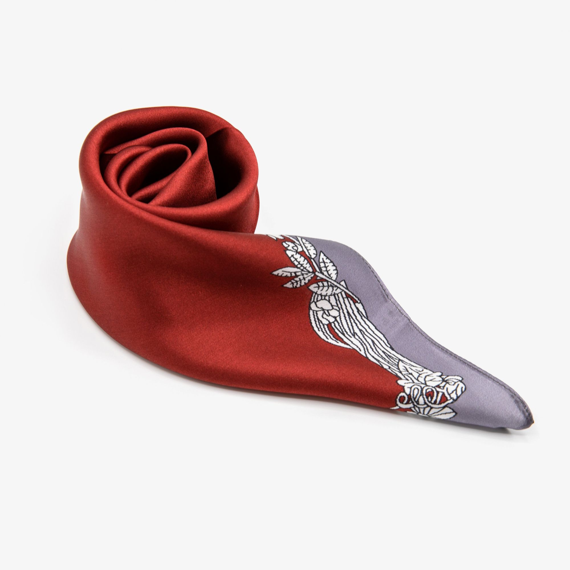 LEEZ Scarlet Floral Print Square Silk Scarf