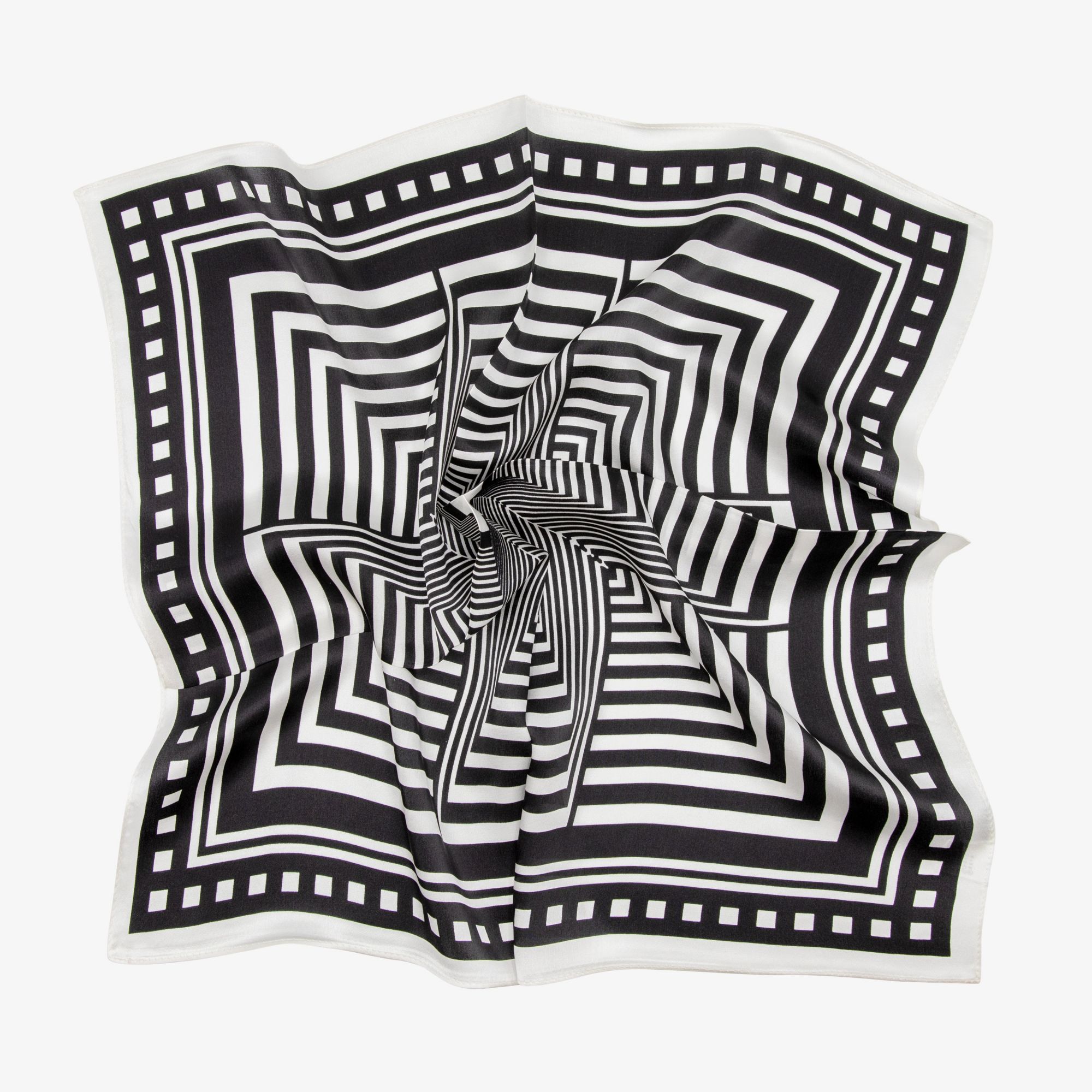 LEEZ Noir Striped Square Silk Scarf