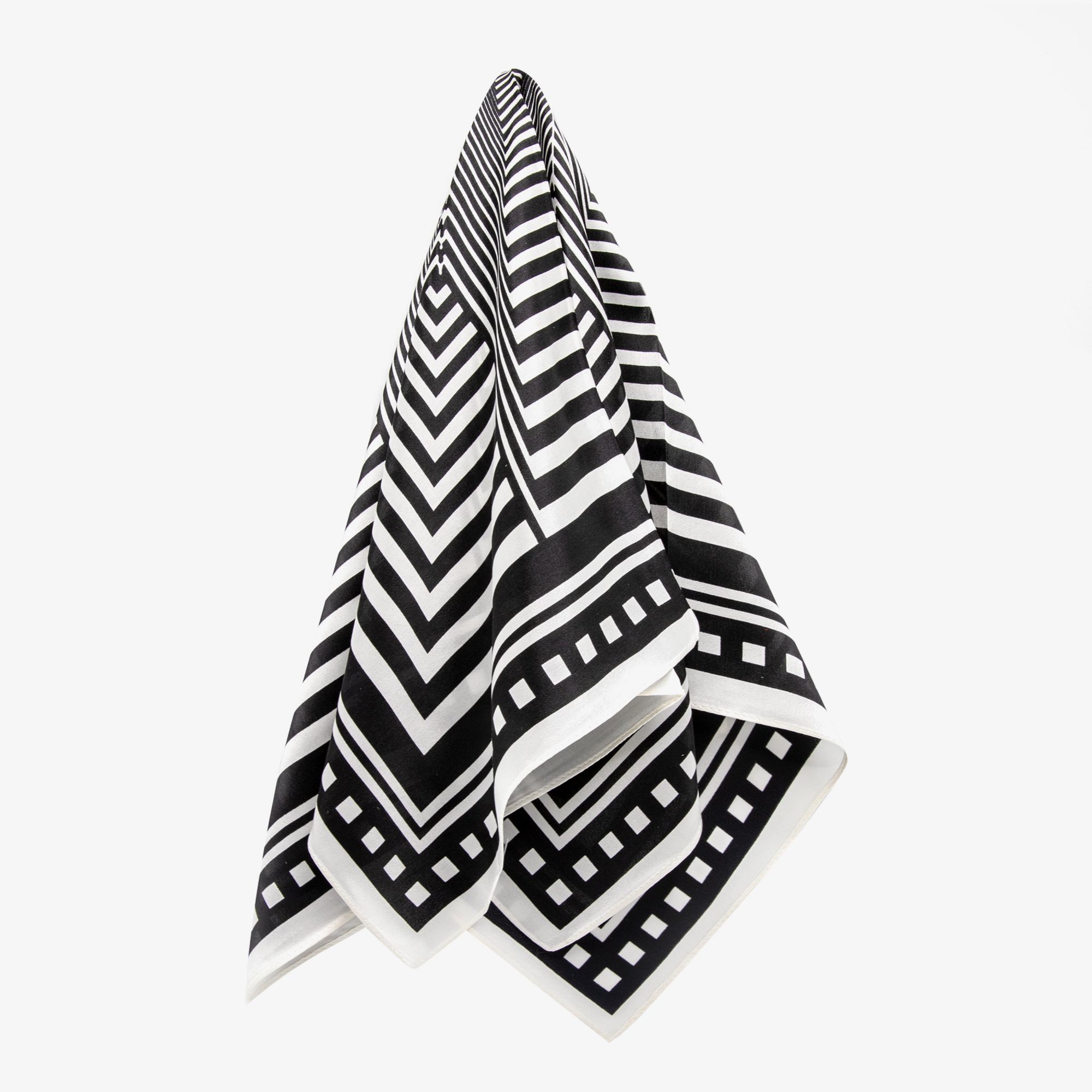 LEEZ Noir Striped Square Silk Scarf