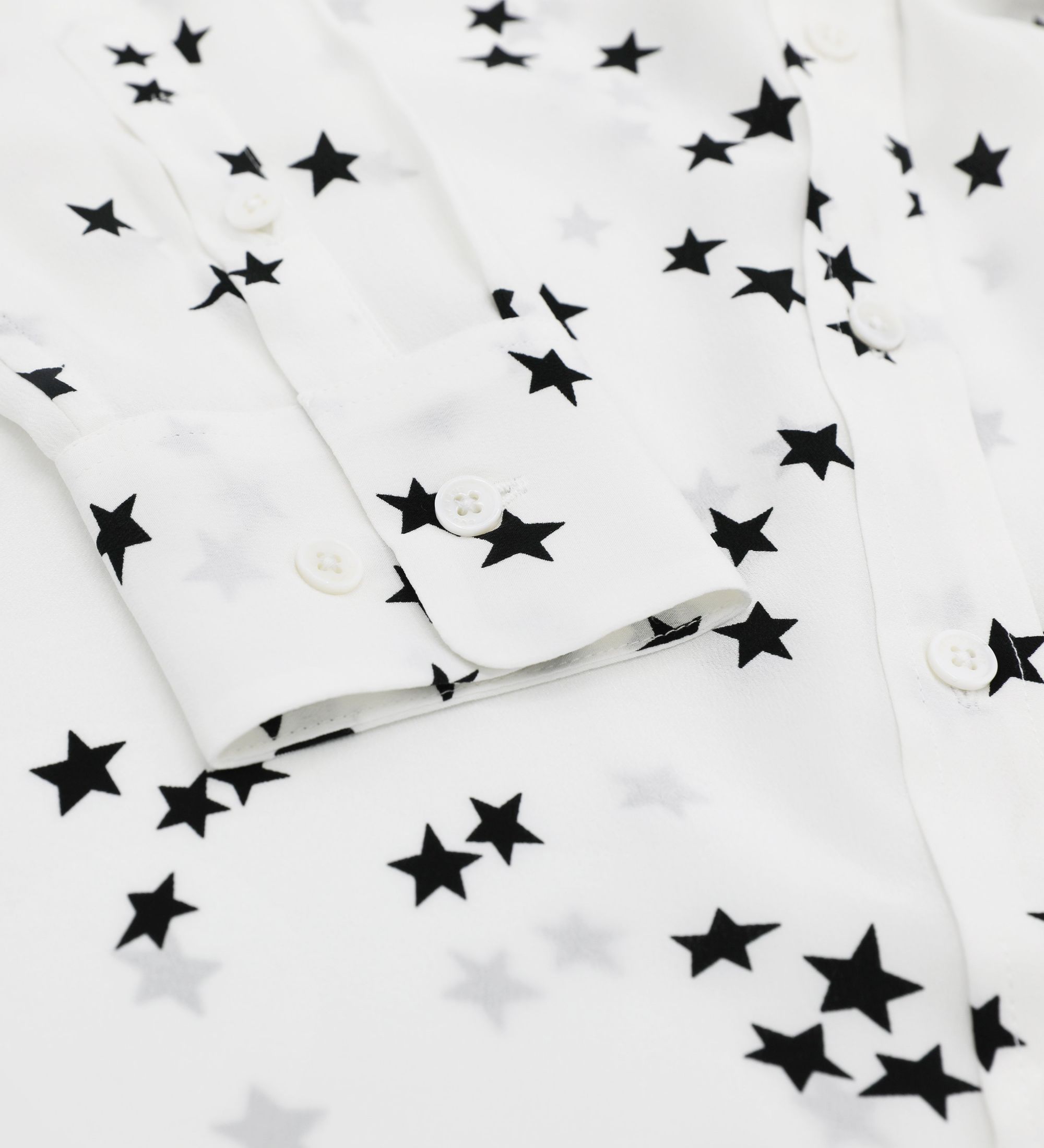 LEEZ Women Silk Blouse Star White