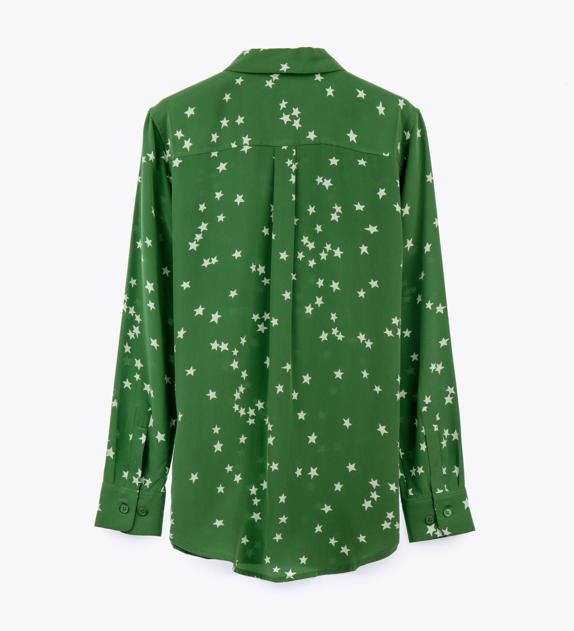 LEEZ Women Silk Shirt Star Pine Green