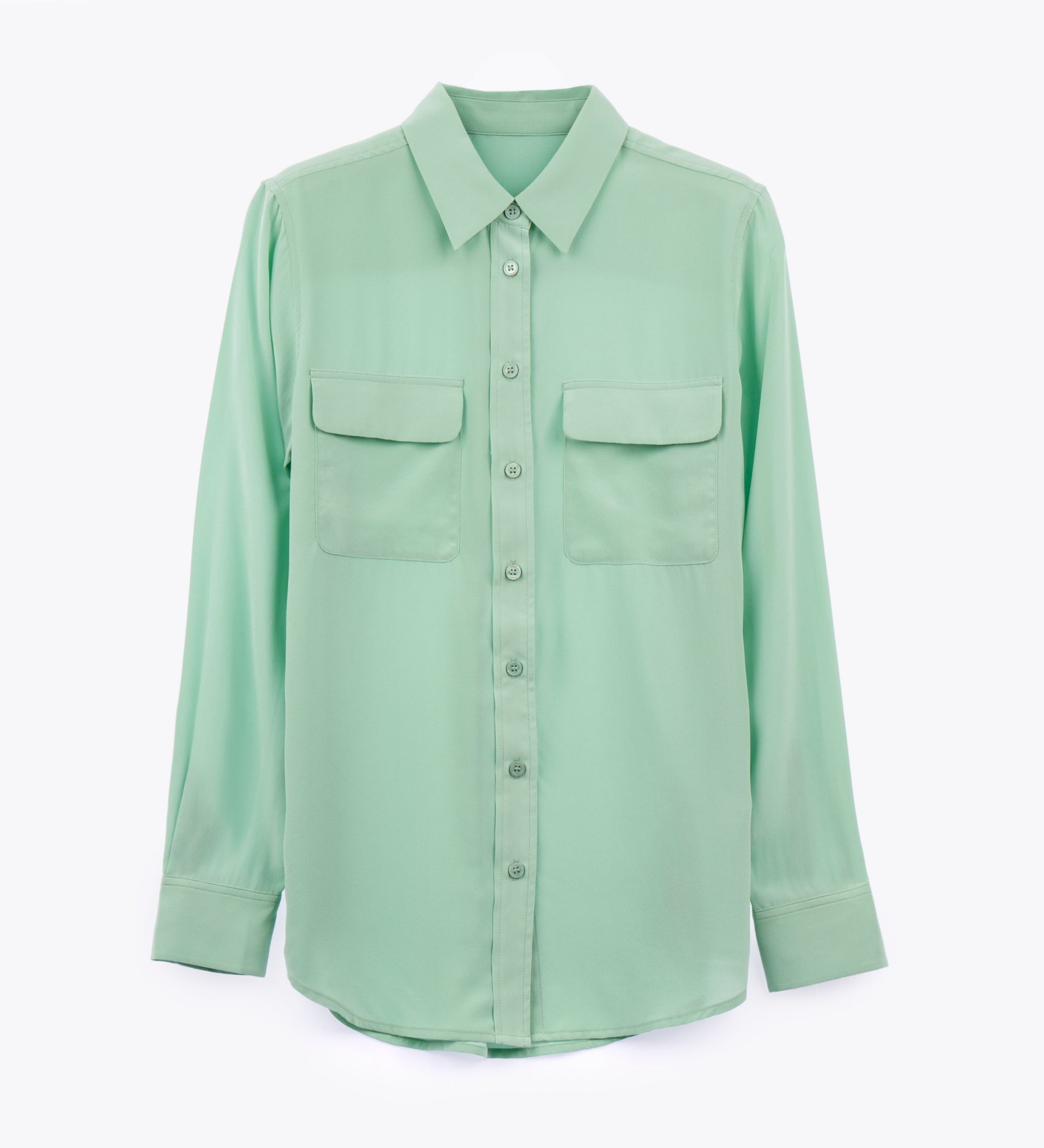 LEEZ Women Mulberry Silk Shirt Mint Green
