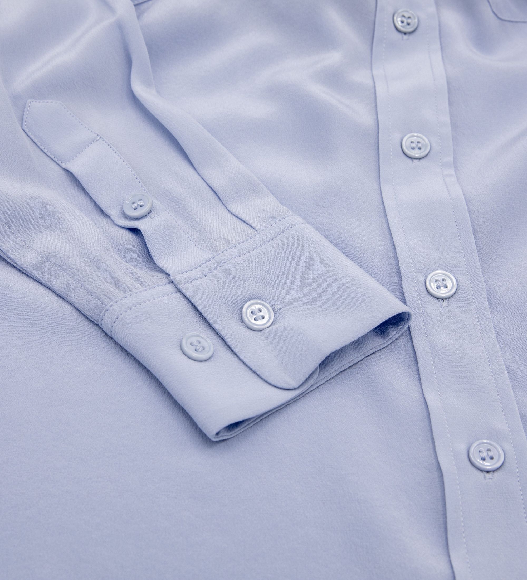 LEEZ Women Mulberry Silk Shirt Light Blue