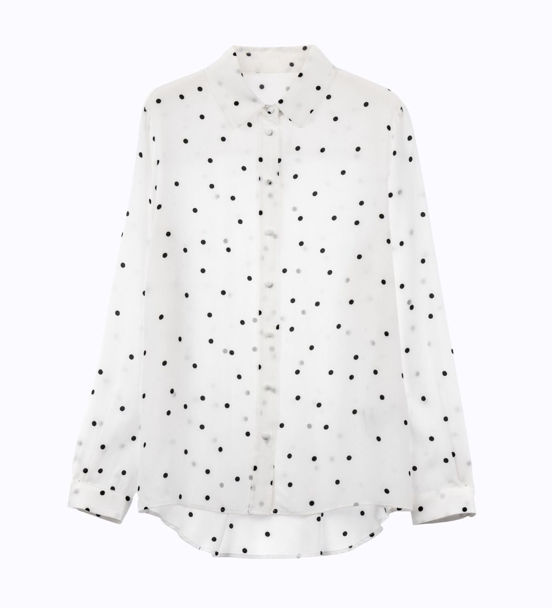 LEEZ Women Mulberry Silk Blouse Polka Dot White/Black