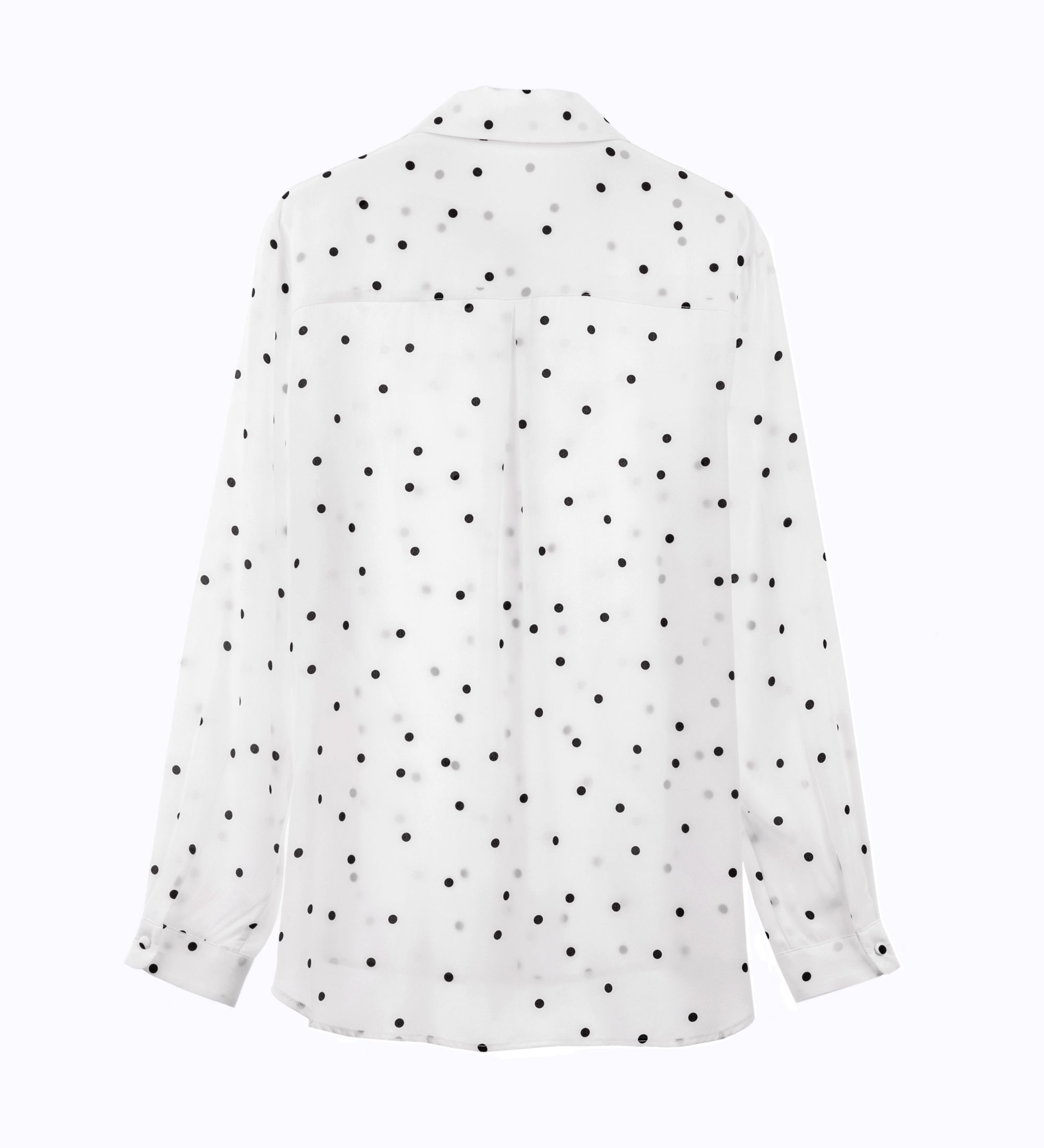 LEEZ Women Mulberry Silk Blouse Polka Dot White/Black