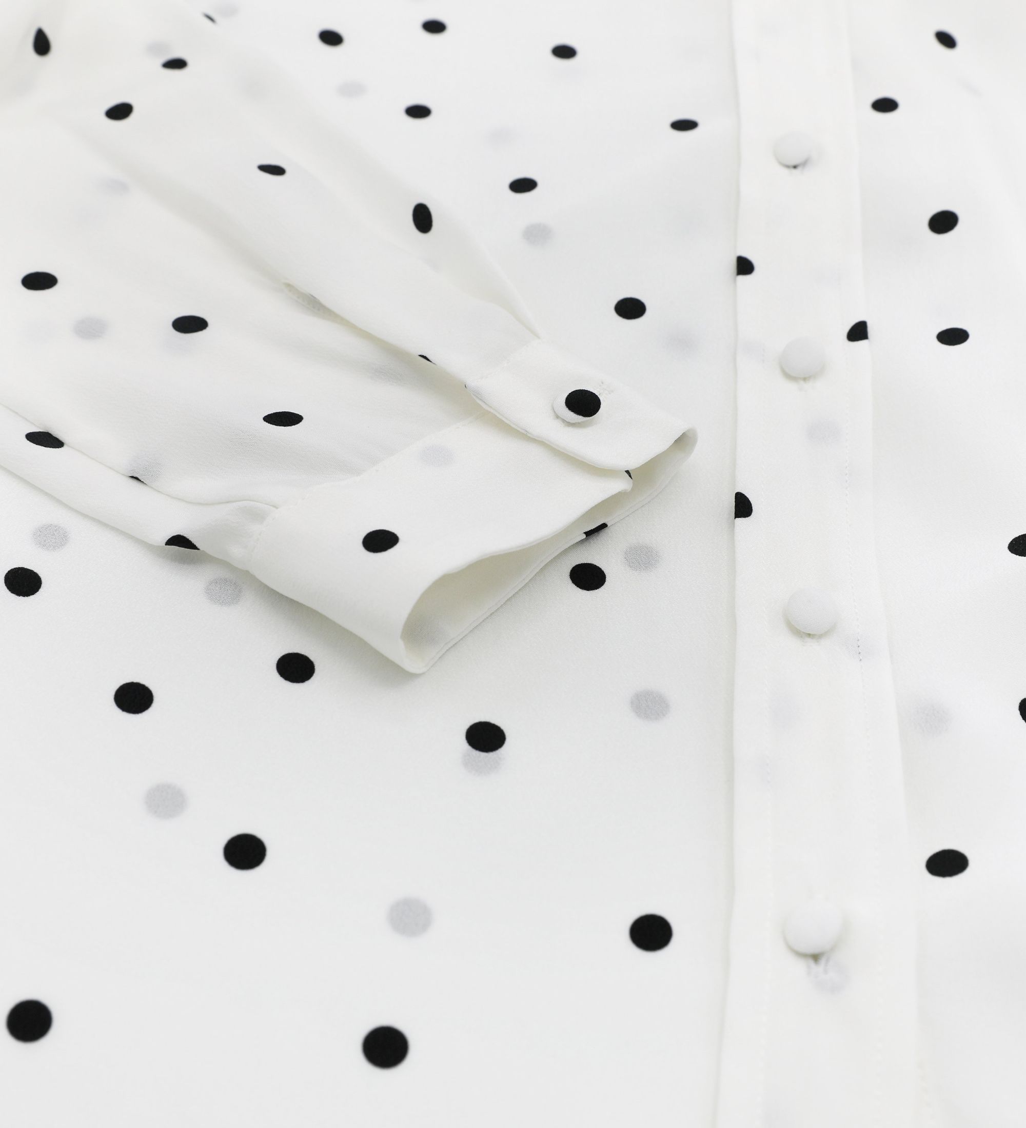 LEEZ Women Mulberry Silk Blouse Polka Dot White/Black