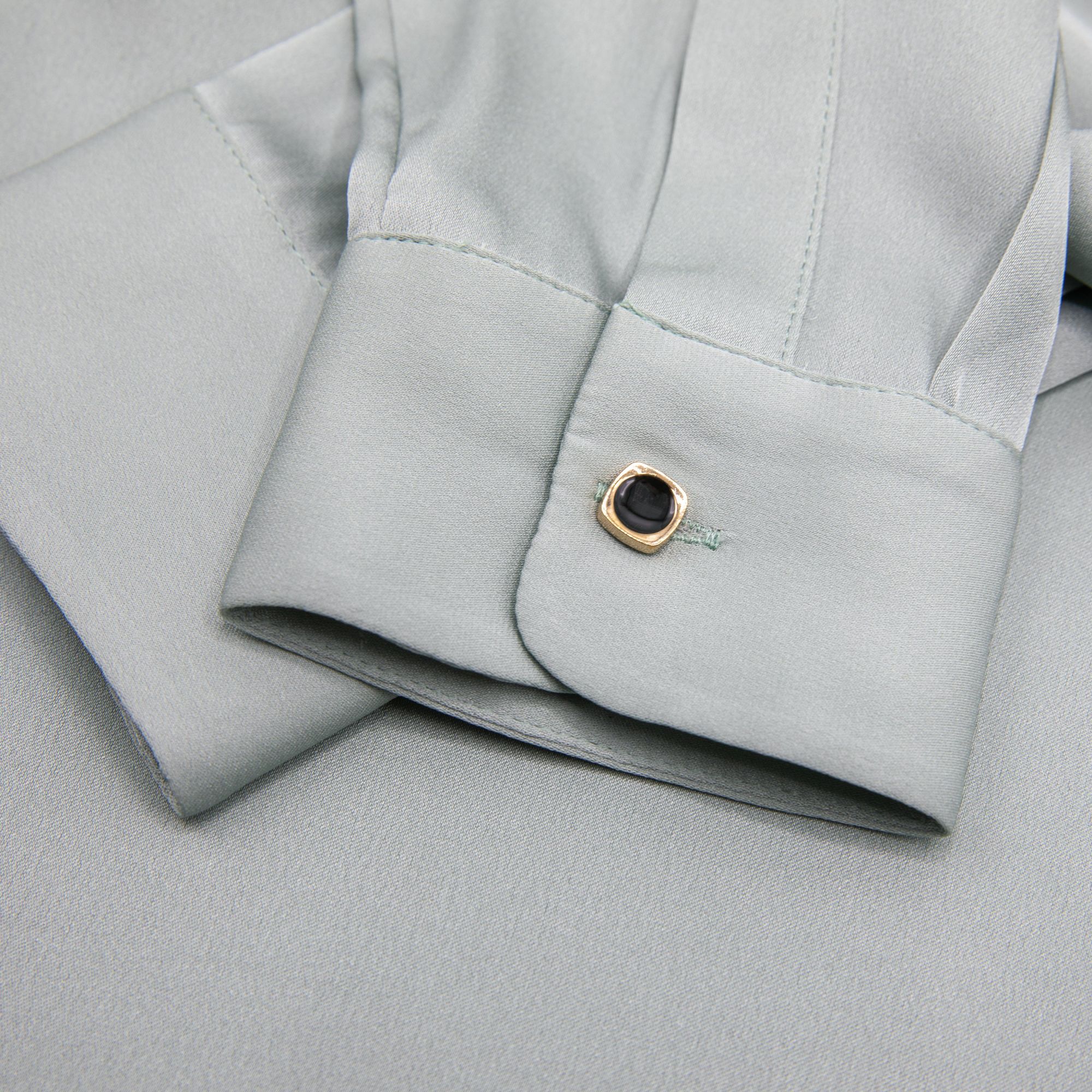 LEEZ Women Mulberry Silk Shirt Aqua