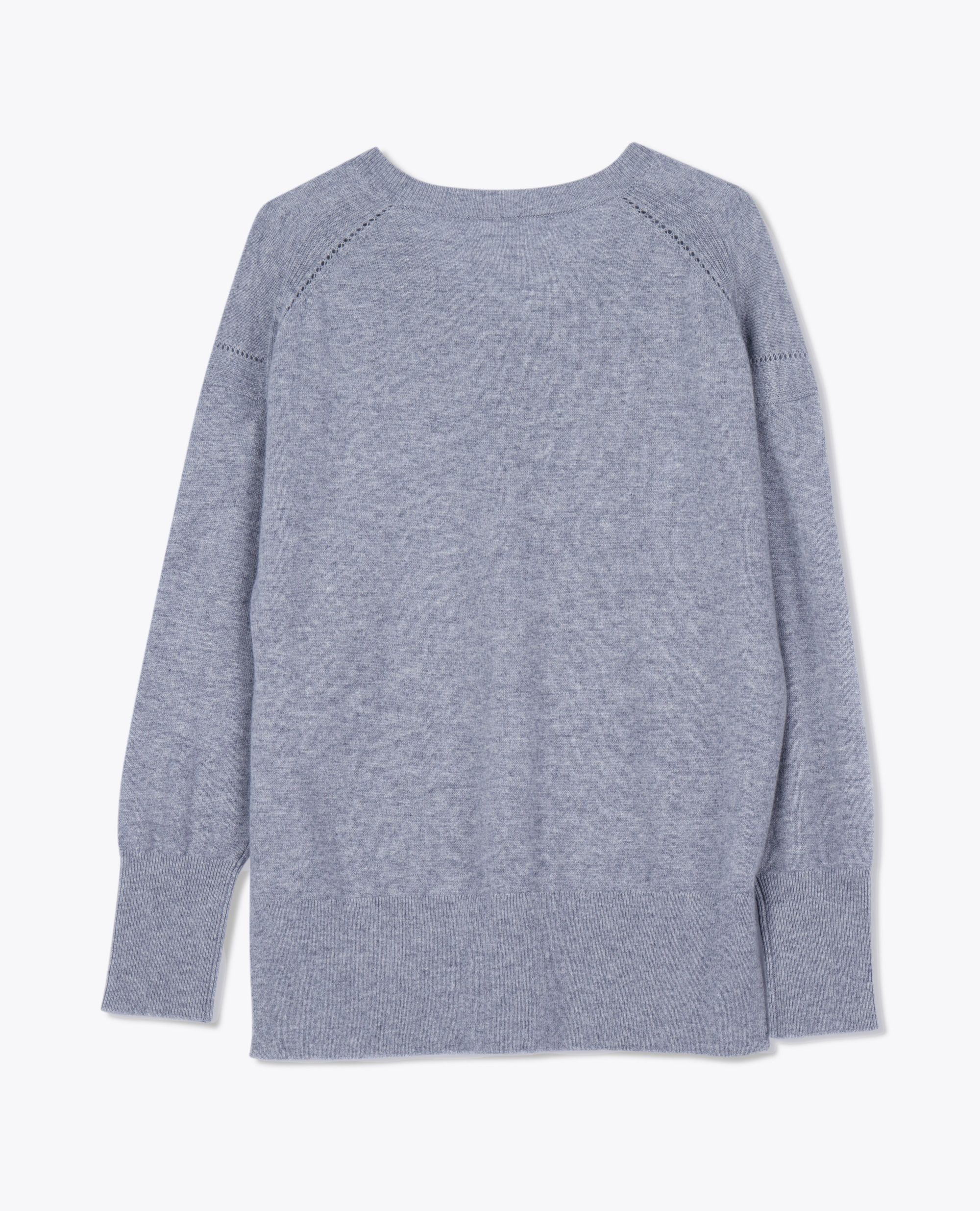 LEEZ Women Cashmere V-Neck Sweater - Light Grey