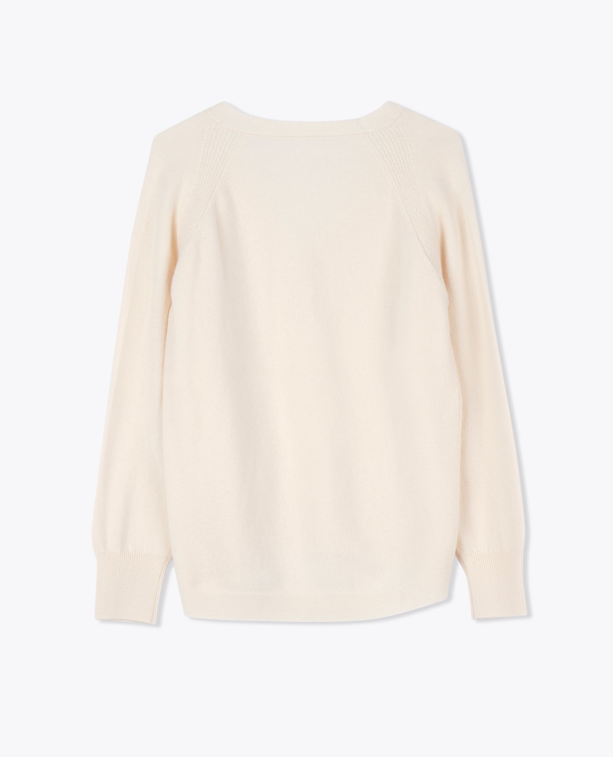 LEEZ Women Merino Wool V-Neck Sweater - Ivory