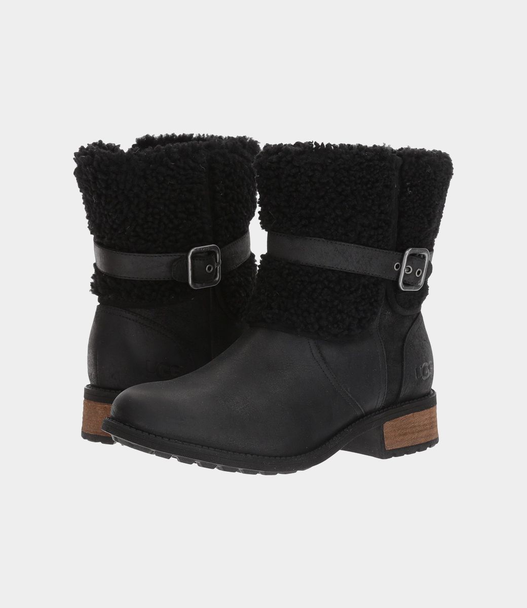 UGG Women Blayre II Shearling Genuine Cuff Suede Boots 1008220 - Black