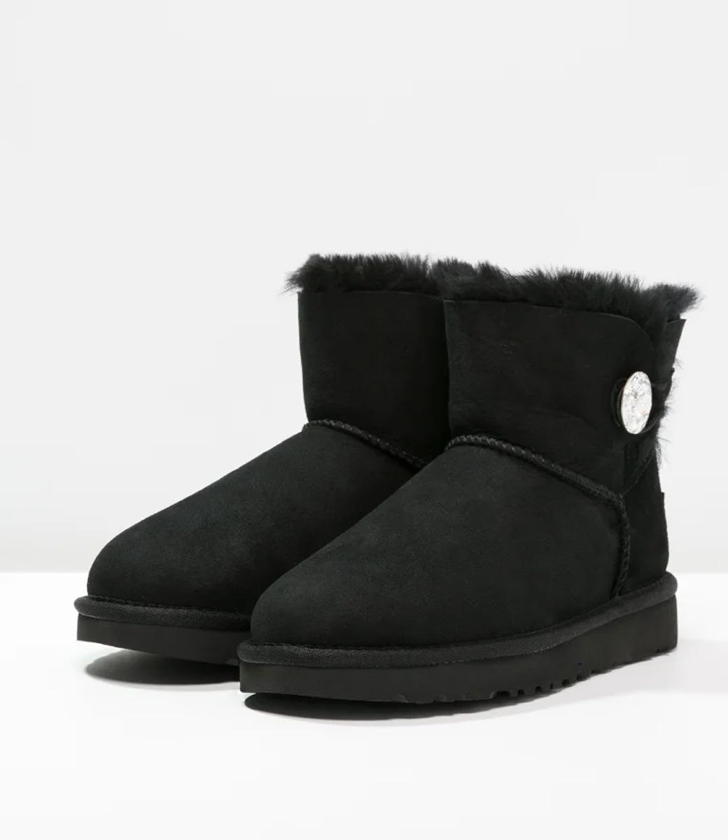 UGG Women Boots MINI BAILEY BUTTON BLING 1016554 - BLACK / 10