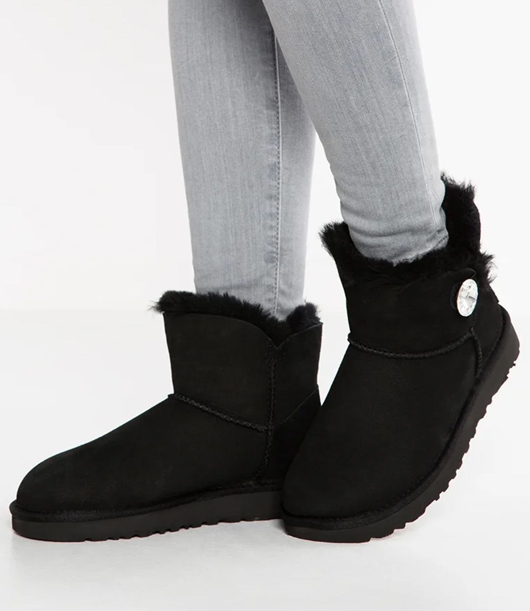UGG Women Boots MINI BAILEY BUTTON BLING 1016554 - BLACK / 10