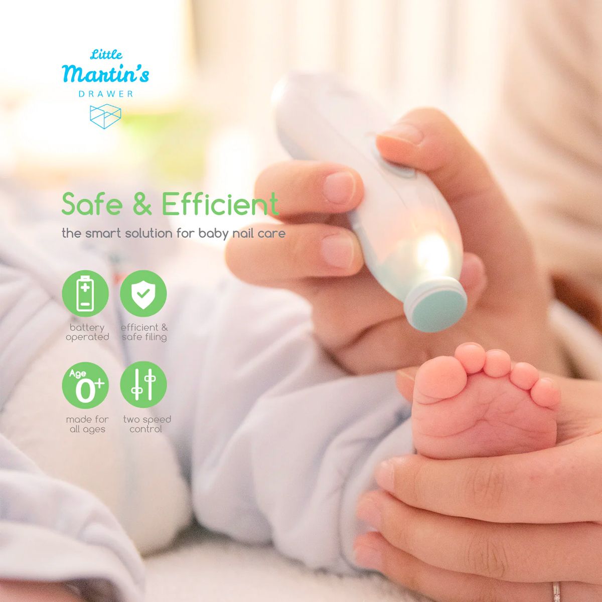 Electric Nail Trimmer with Light for Babies by Little Martin - Blue/Pink